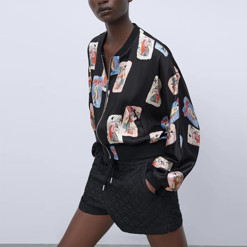 Casual Loose Printed Jacket Women Spring Bomber Outwear Puff Sleeve Stand Collar Top Plu Sizer Zipper 210525, Black
Casual Loose Printed Jacket Women Spring Bomber Outwear Puff Sleeve Stand Collar Top Plu Sizer Zipper 210525, Black