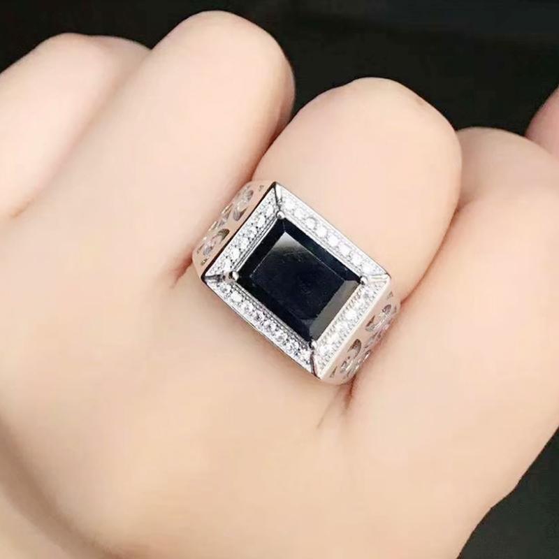 Cluster Rings Per Jewelry Men Ring Natural Black Sapphire Rectangle 8*10mm 3.5ct Gemstone 925 Sterling Silver Q205810, Golden;silver
Cluster Rings Per Jewelry Men Ring Natural Black Sapphire Rectangle 8*10mm 3.5ct Gemstone 925 Sterling Silver Q205810, Golden;silver