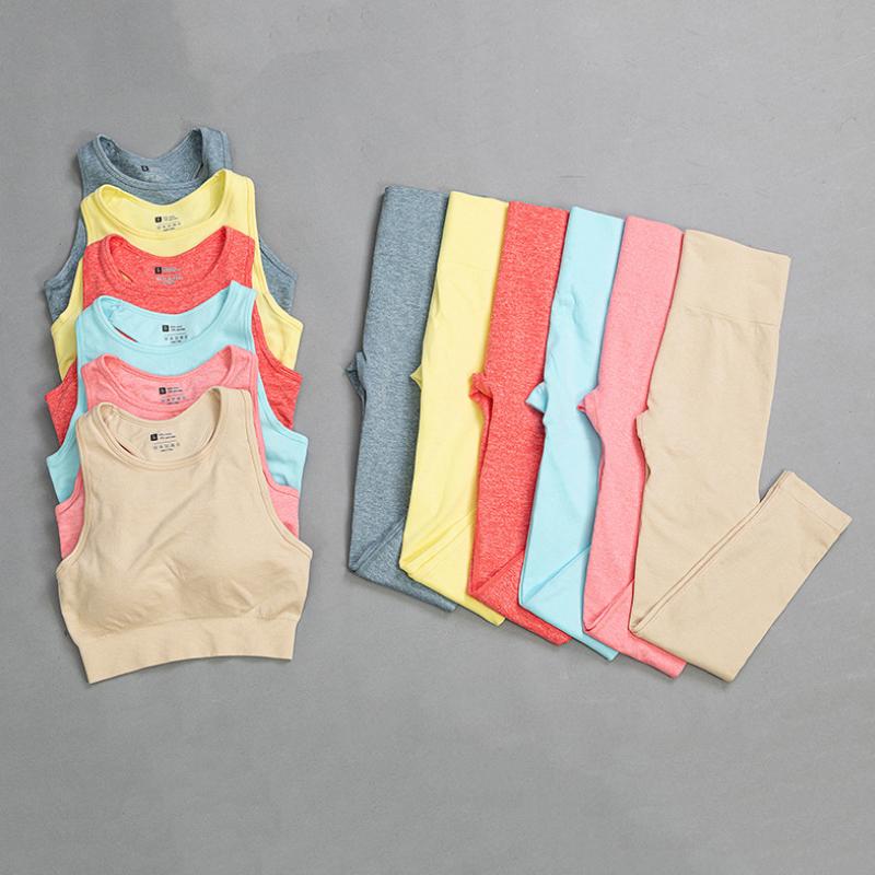 Yoga Outfit Women's Tracksuit Sport Set Padded Push Up Sports Bra Vest Seamless High Waist Leggings Athletic Clothes 2 Piece Suit