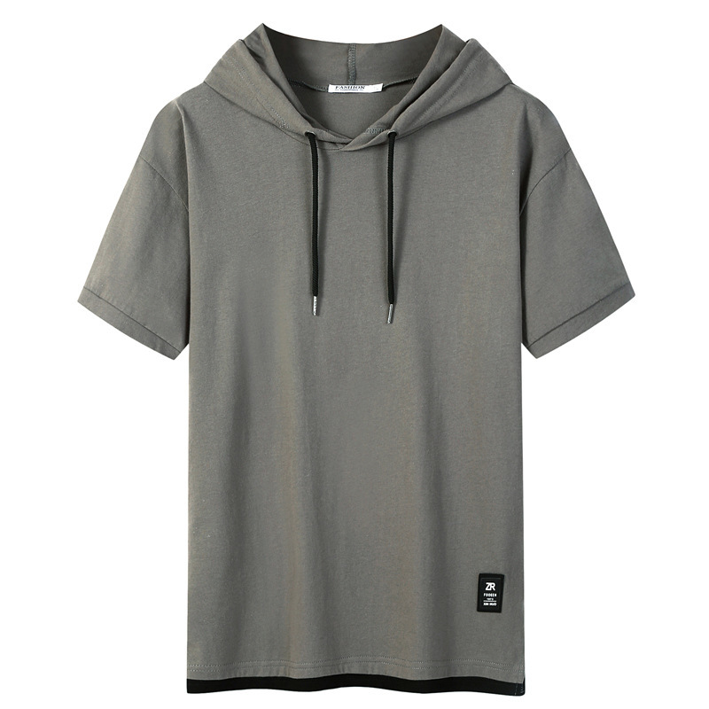 T-shirt with Hood Summer Hooded Short Sleeve Slim Fit Tops Fashion Streetwear T Shirt Male Casual Men's Cotton T-shirt 210518