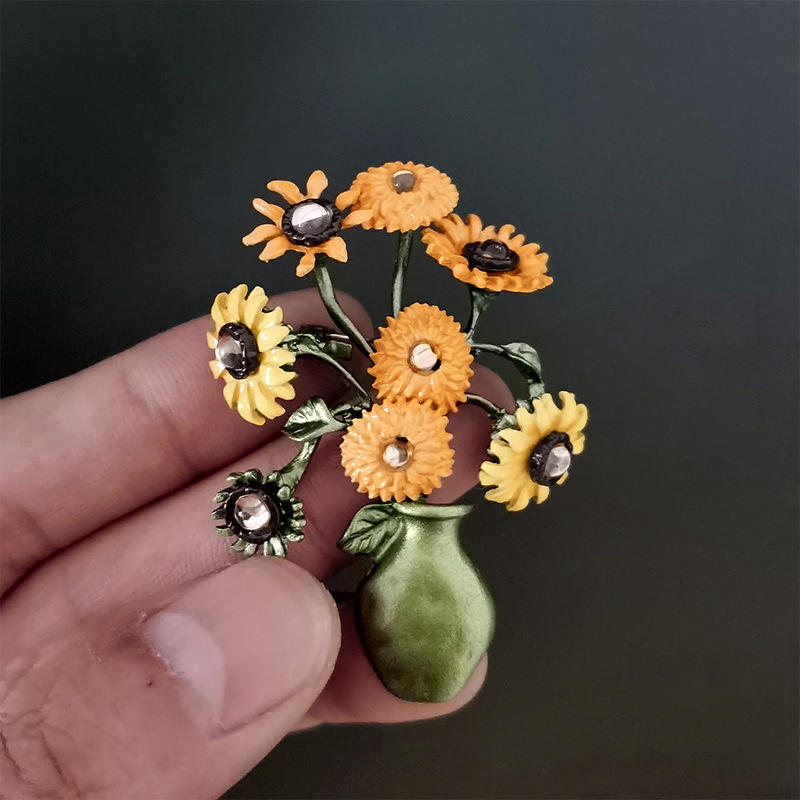 European Sunflower Potted Brooches For Knapsack Sweater Flower Badge Oil Drip Alloy Unisex Skirt Collar Pins Jewelry Fashion Accessories Wholesale
European Sunflower Potted Brooches For Knapsack Sweater Flower Badge Oil Drip Alloy Unisex Skirt Collar Pins Jewelry Fashion Accessories Wholesale