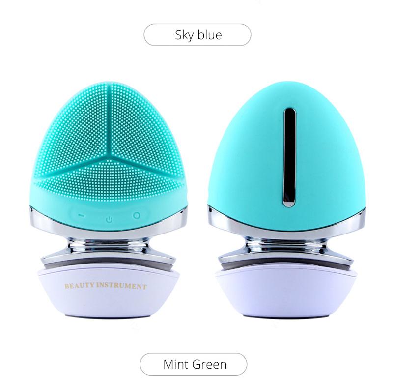 Electric wireless face deep cleaning wash massager waterproof vibration mini exfoliator EMS silicone facial cleansing brush