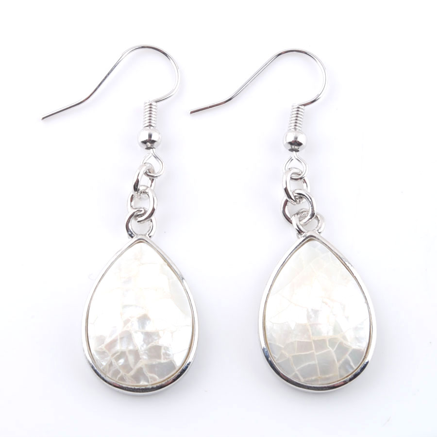 WOJIAER Natural Abalone Shell Dangle Earrings Teardrop Shaped Beads Hook Pendants Earring Jewelry BR330
