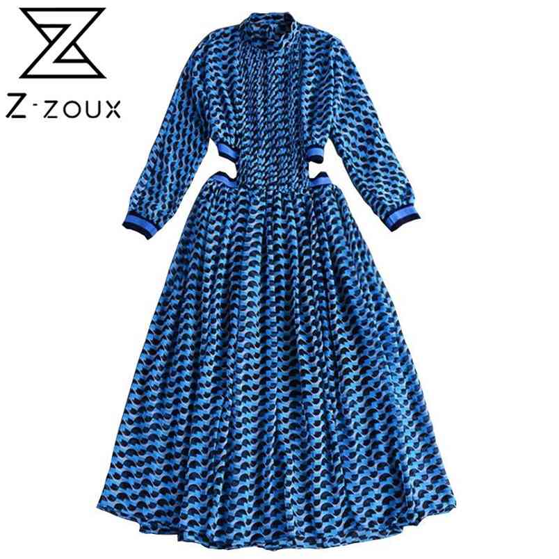 Women Dress Hollow Out Irregular Long Sleeve Printing Dresses Plus Size Vintgae Sexy Bohemian 210513