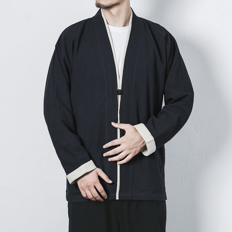 IEFB Chinese Style Tang Suit Large Size Jacket With Cardigan Casual Tops Men's Tea Dress Spring Summer Taoist Robe 9Y6026 210524
