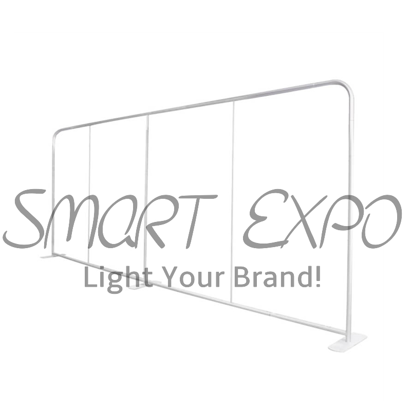 Retail Supplies 20FT Free Standing Backdrop Tradeshow Stand With Display Rack TV Holder Tension Fabric Printed Graphic Portable Bag