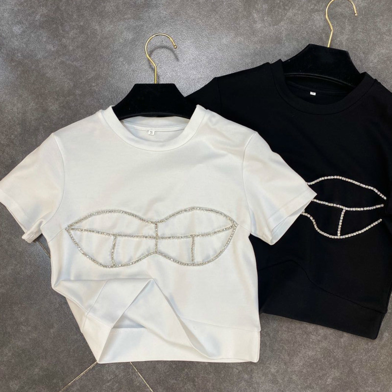 Spring Arrivals Solid Color Round Collar Diamands Short Open Navel High Street Style Shirt MZ329 210525, White
Spring Arrivals Solid Color Round Collar Diamands Short Open Navel High Street Style Shirt MZ329 210525, White