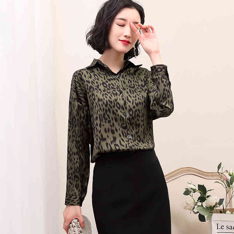 Sexy Women's Tops Korean Long Sleeve Cardigan Leopard Women and Blouse Streetwear Lady Shirt Blusas Mujer 5468 50 210508