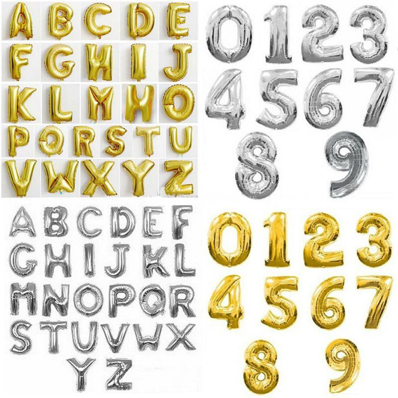 16 inch Foil Balloons 0-9 Gold Silver Number Digit Helium Ballons 2 Colors Letter A to Z Alphabet Air Baloons Birthday Party Wedding Decor
16 inch Foil Balloons 0-9 Gold Silver Number Digit Helium Ballons 2 Colors Letter A to Z Alphabet Air Baloons Birthday Party Wedding Decor