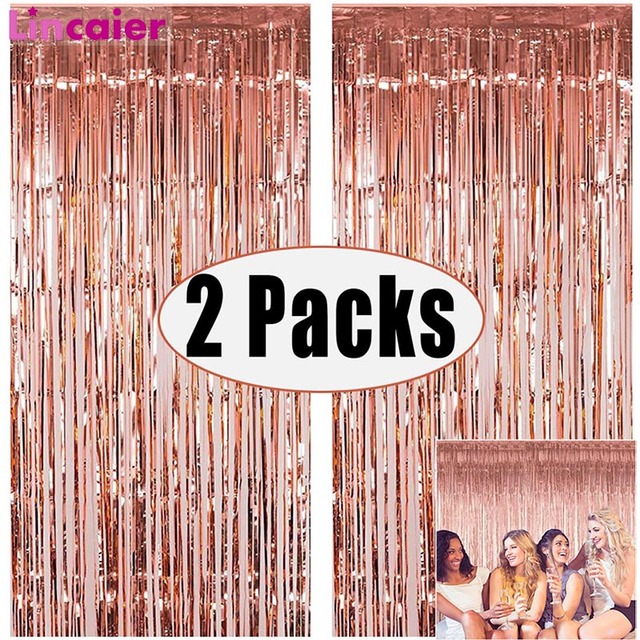 

2pack metallic foil tinsel fringe curtain birthday wedding bachelorette party decoration adult anniversary photography backdrop