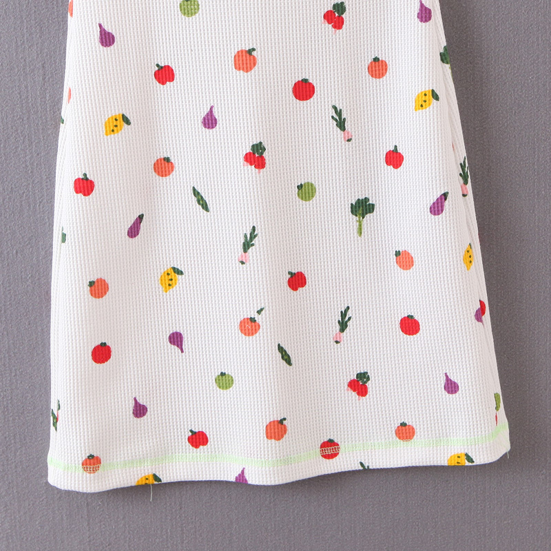 two pieces suit woman white V-neck long-sleeved sweet slim holiday fruit print knitted cardigan tops + mini strap dress 210514