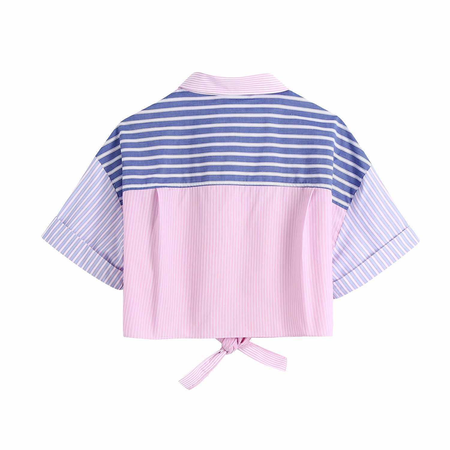 Women Two Piece Set Striped Crop Shirt & Shorts High-Waist Chic Lady Women top and shorts 2 piece set 210709
