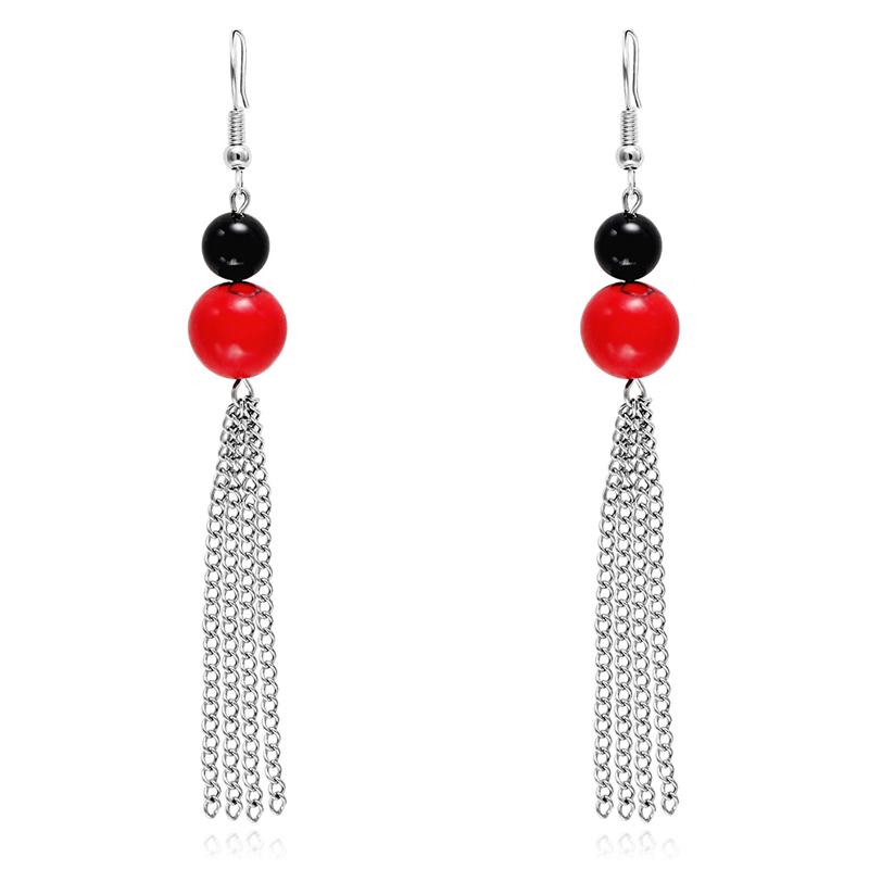 Tassel Earrings Boho Bohemain Black And Red Beads Copper Chain Silver Plated Long Drop Fashion Jewellery Dangle & Chandelier
Tassel Earrings Boho Bohemain Black And Red Beads Copper Chain Silver Plated Long Drop Fashion Jewellery Dangle & Chandelier