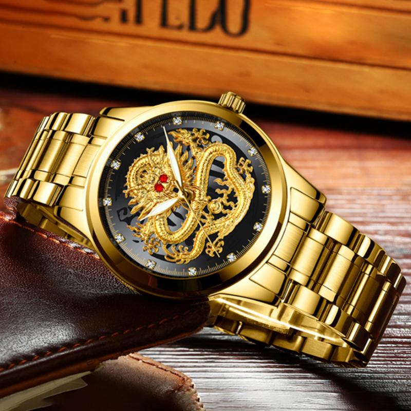 Wristwatches AIYISHI 3D Sculpture Dragon Gold Men Watches Waterproof Night Light Business Quartz Watch For Male Top Wristwatch
Wristwatches AIYISHI 3D Sculpture Dragon Gold Men Watches Waterproof Night Light Business Quartz Watch For Male Top Wristwatch