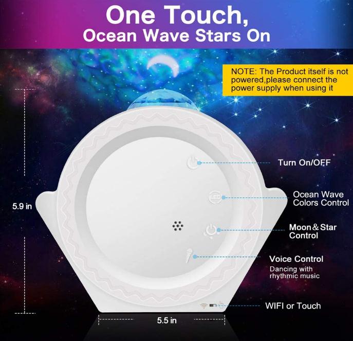 Star Projector Night Light Galaxy Projector Light Smart Life Work with Alexa Home Ocean Wave Night Sky Projector Star Lights for Party& Kids