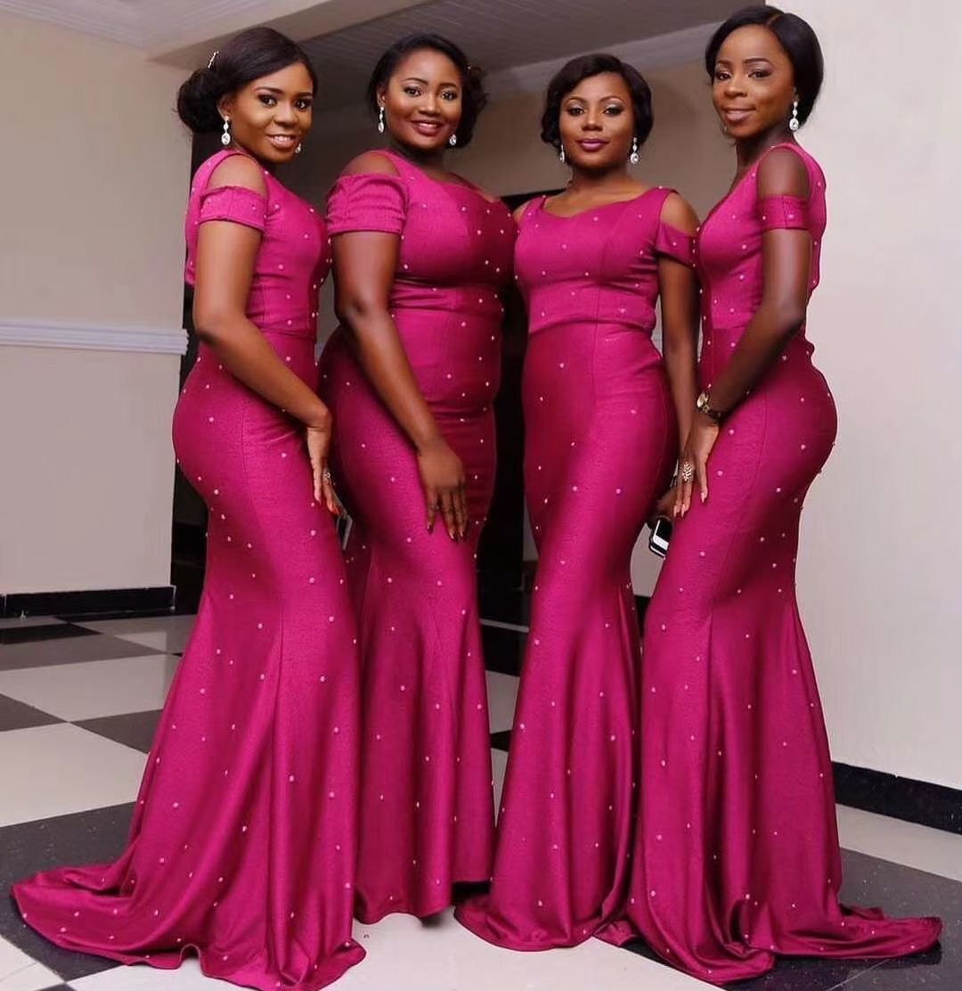 2021 Fuchsia Short Sleeves Mermaid Bridesmaid Dresses Dot Scoop Maid of Honor Gowns Custom Made Formal Wedding Dress
2021 Fuchsia Short Sleeves Mermaid Bridesmaid Dresses Dot Scoop Maid of Honor Gowns Custom Made Formal Wedding Dress