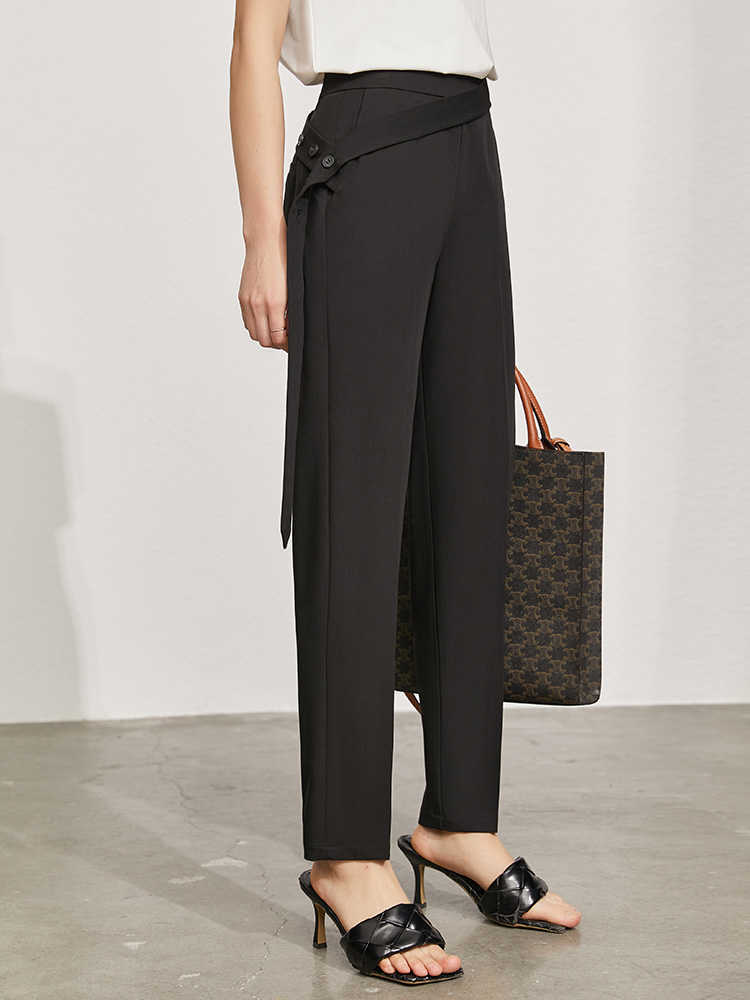 Minimalism Summer Women's Pants Offical Lady Solid High Waist Straight Ankel-length Trousers 12140513 210527