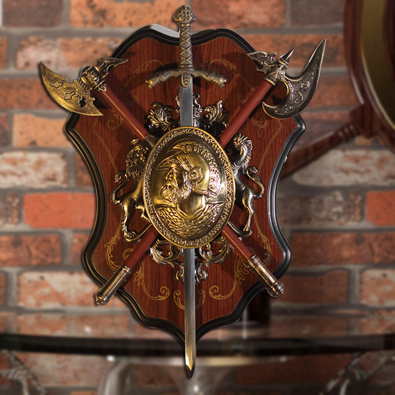 Ancient Roman Sparta Shield Sword Wall Decor Antique Shield with Armor Medieval Axe Lion Ornament Crafts KTV Bar Wall Hanging 210318
Ancient Roman Sparta Shield Sword Wall Decor Antique Shield with Armor Medieval Axe Lion Ornament Crafts KTV Bar Wall Hanging 210318