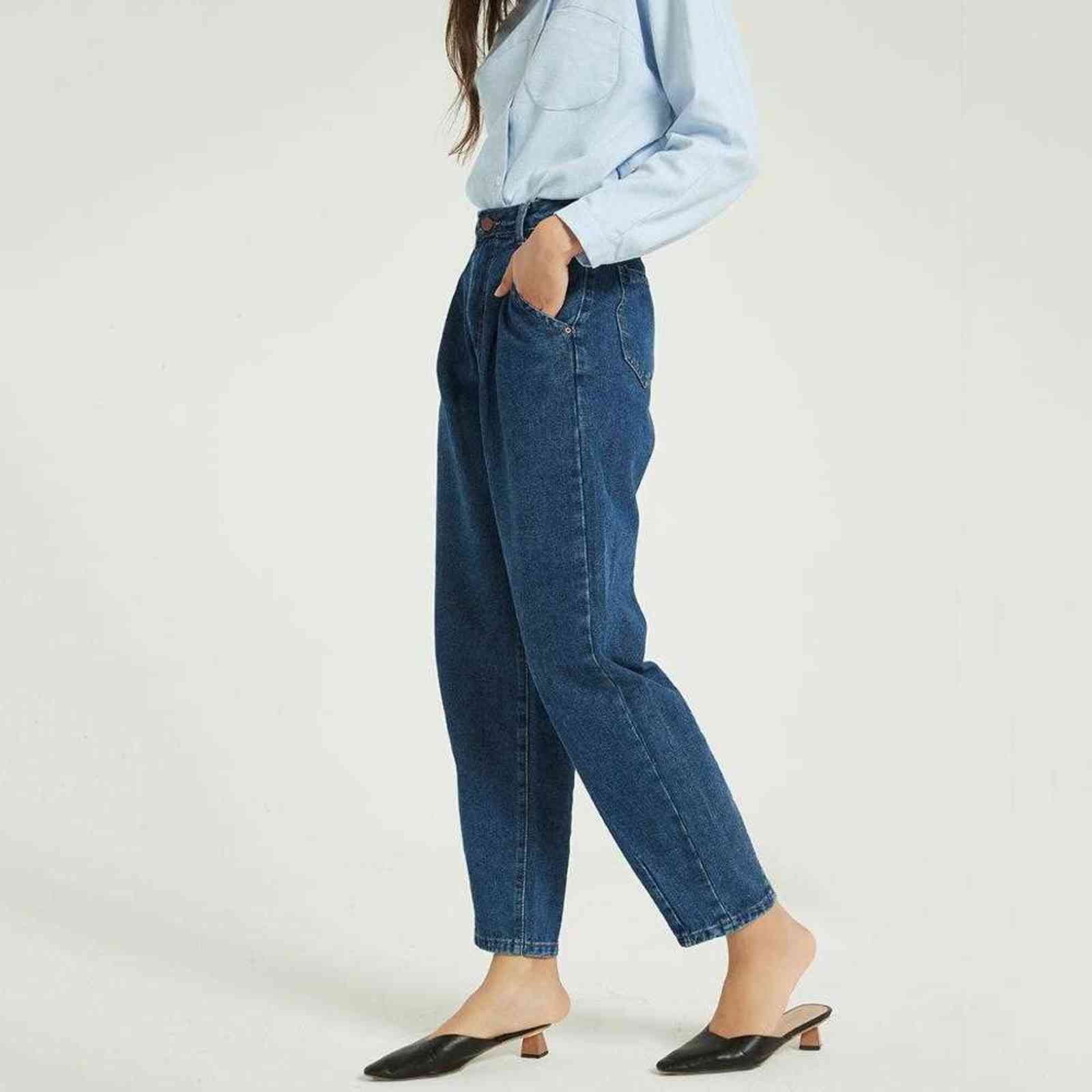 Wixra Women Harem Jeans Ladies Casual Bottoms Female Denim Pants Autumn Winter High Waist Trousers 211124Z