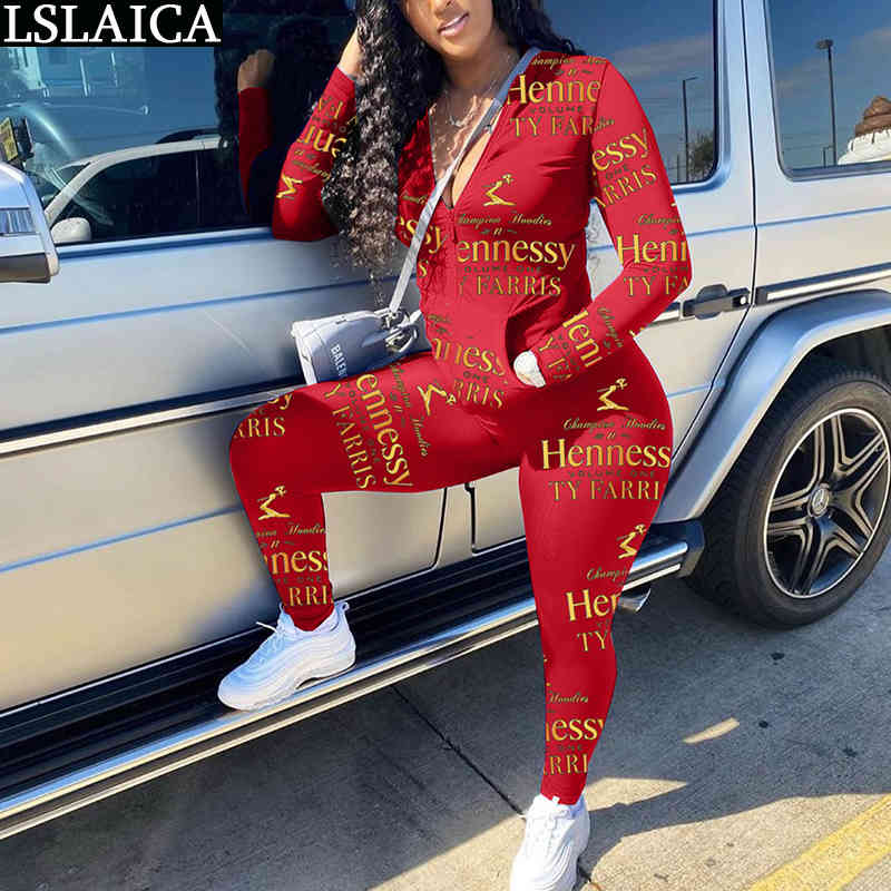 Sets for Women Letter Printing Pocket Zipper 2 Piece Set Elastic Waist Fashion Skinny Fitness Tracksuit Ubrania Damskie 210515