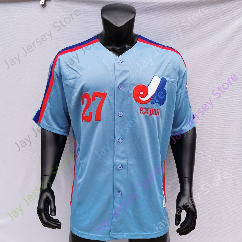 Montreal Expos Jersey Vladimir Guerrero Vintage 2000 Blue Red Mesh White Pullover Button Pinstripe Grey Hall Of Fame Patch