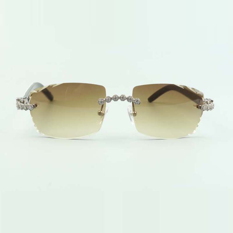 Bouquet Dia buffs Sunglasses 3524015 with Natural mixed buffalo horn glasses and cut Lens 3.0 Thickness