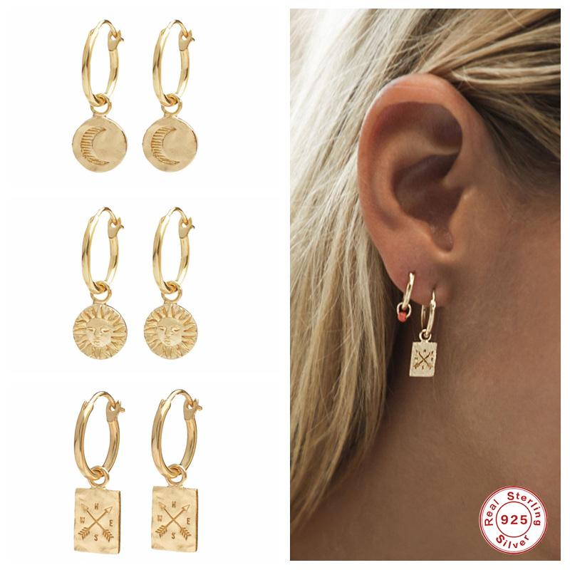 Hoop & Huggie Aide 925 Sterling Silver Hoops Earring Moon Sun Wave Pattern Round Pendant Earrings For Men Punk Gothic Pendientes Mujer
Hoop & Huggie Aide 925 Sterling Silver Hoops Earring Moon Sun Wave Pattern Round Pendant Earrings For Men Punk Gothic Pendientes Mujer