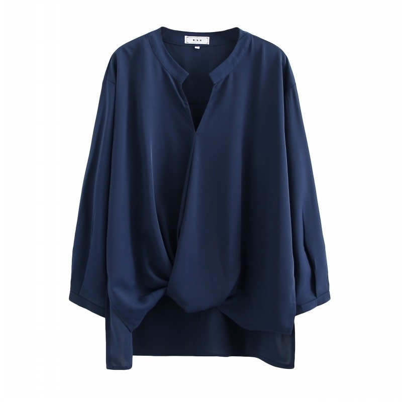 Korean Spring Large Size V-neck Shirts Women Chiffon Pullover Elegant Casual Solid 210615Z