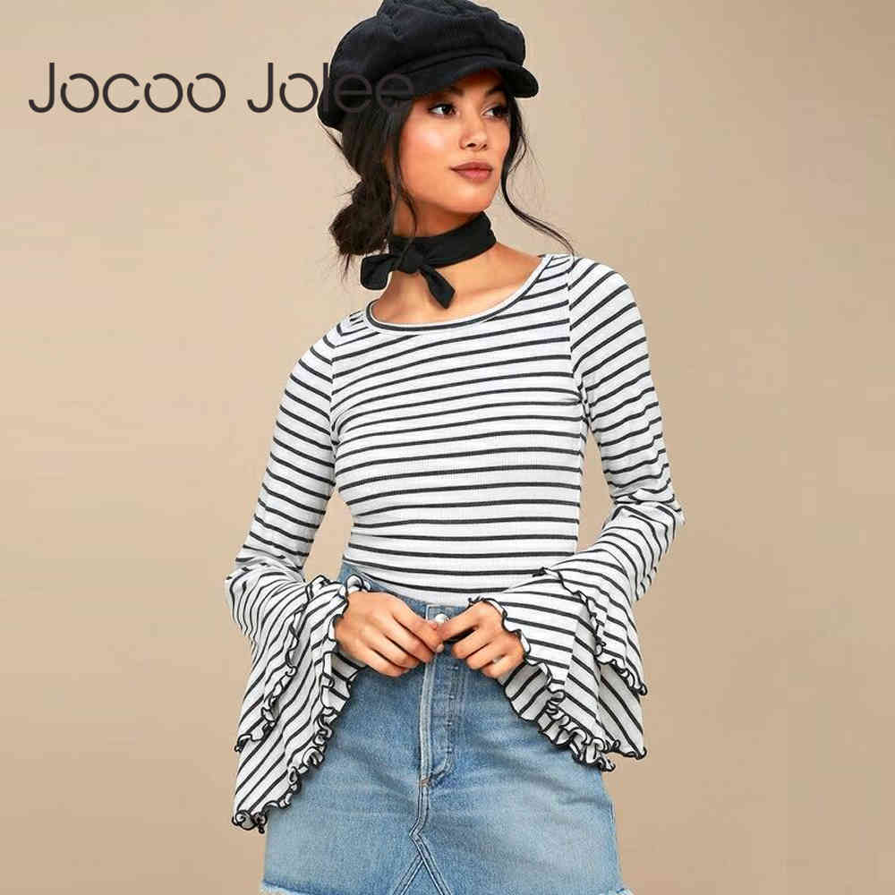 Fashion Striped Sweaters O Neck Rutterfly Sleeve Knitted Autumn & Winter Woman Sweater Knitting Pullovers 210428