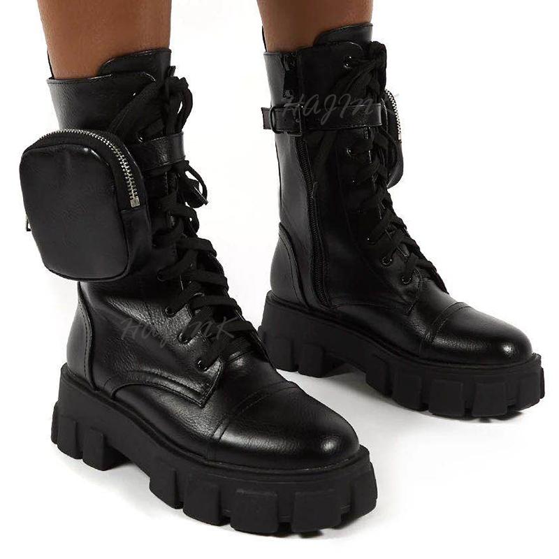 Women Boots 2021 Fashion Chunky Pocket Platform White Shoes For Autumn Winter High Heels Botas Mujer, Black
Women Boots 2021 Fashion Chunky Pocket Platform White Shoes For Autumn Winter High Heels Botas Mujer, Black