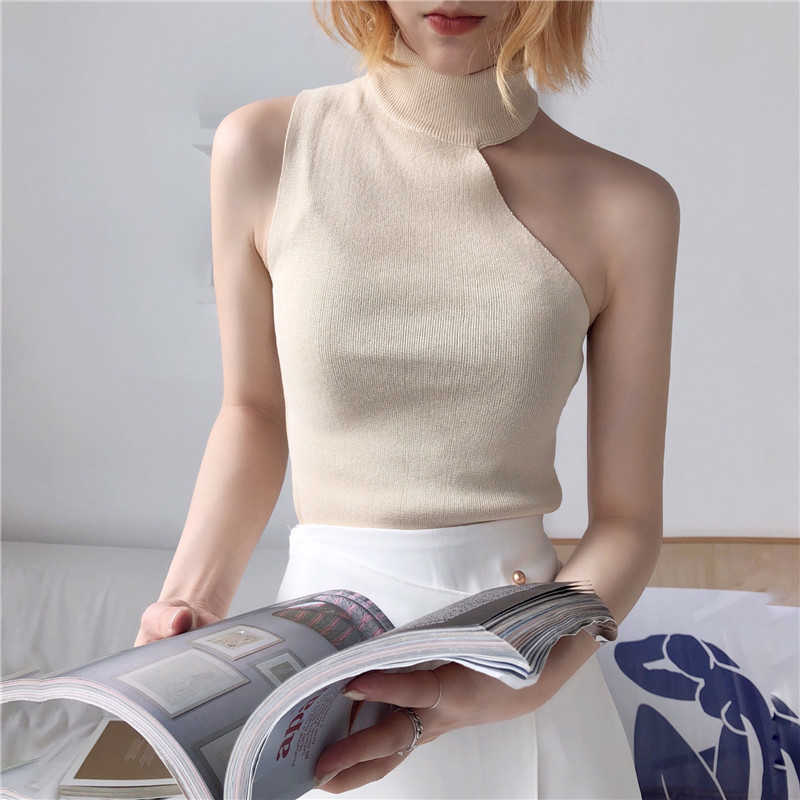 Knitted Sweater Off Shoulder Pullovers for Women Sleeveless Turtleneck Female Jumper Black White Beige Sexy Clothing 210607, Brown
Knitted Sweater Off Shoulder Pullovers for Women Sleeveless Turtleneck Female Jumper Black White Beige Sexy Clothing 210607, Brown