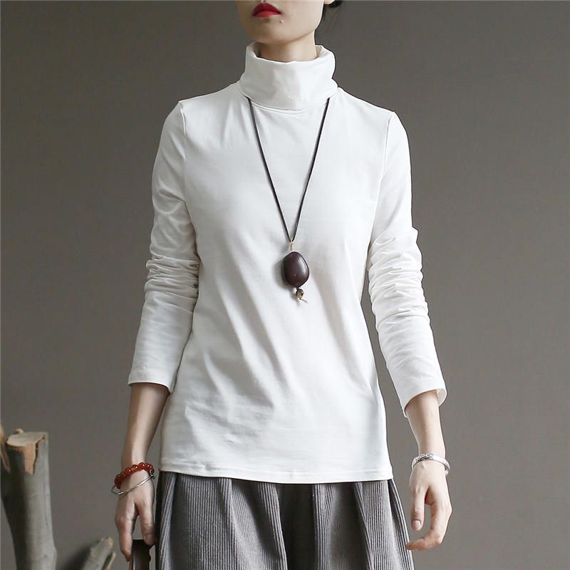 Johnature Women Turtleneck Solid Color T-Shirts Autumn Casual Soft 4 Color Women Cloths Loose T-Shirts 210521, White
Johnature Women Turtleneck Solid Color T-Shirts Autumn Casual Soft 4 Color Women Cloths Loose T-Shirts 210521, White
