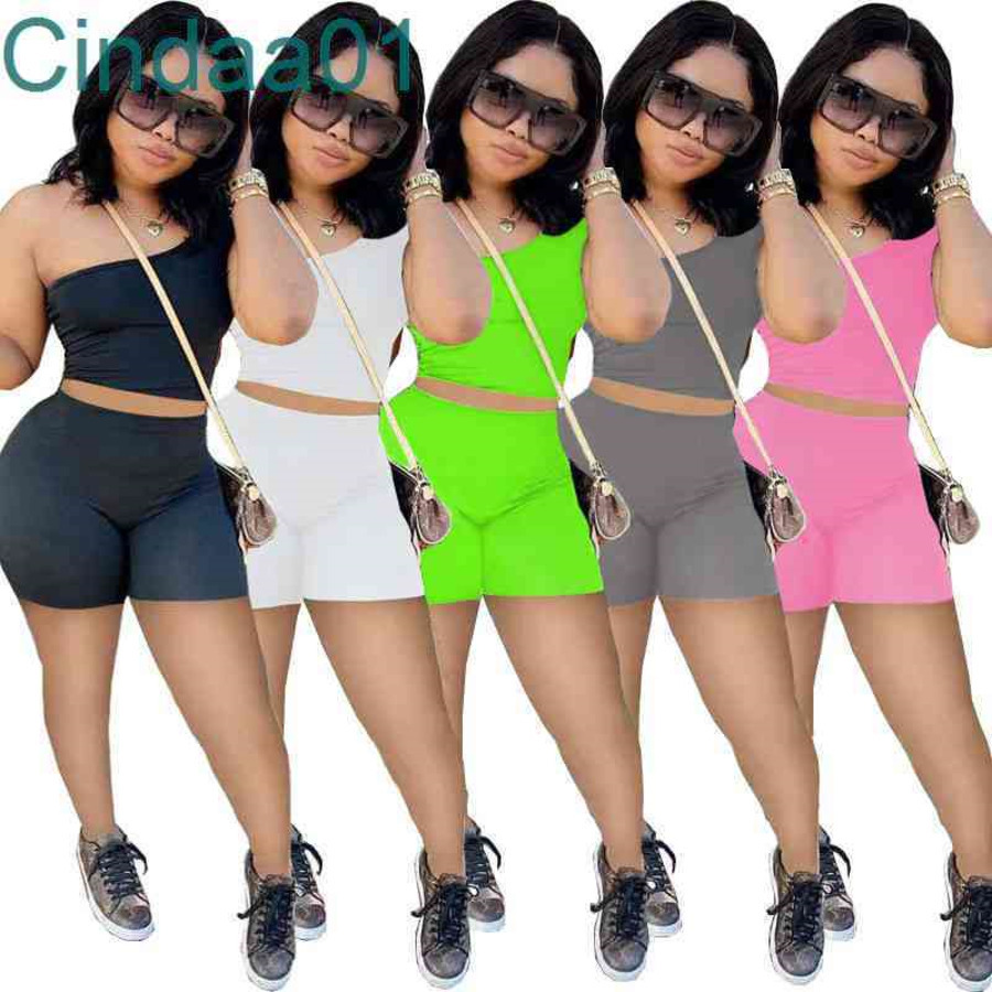 Women Tracksuits Two Pieces Set Designer Summer Slim Sexy Slant Shoulder Sports Suits Sleeveless Shorts Outfits 5 Colours, White
Women Tracksuits Two Pieces Set Designer Summer Slim Sexy Slant Shoulder Sports Suits Sleeveless Shorts Outfits 5 Colours, White