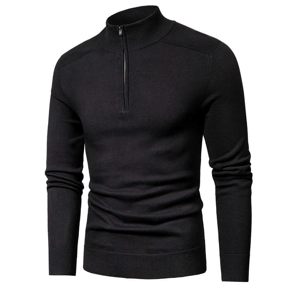 Luulla Men Spring Casual Cotton Turtleneck Sweaters Pullover Men Autumn Fashion Knitted Zip Sweater Jacket Men Collection 211018