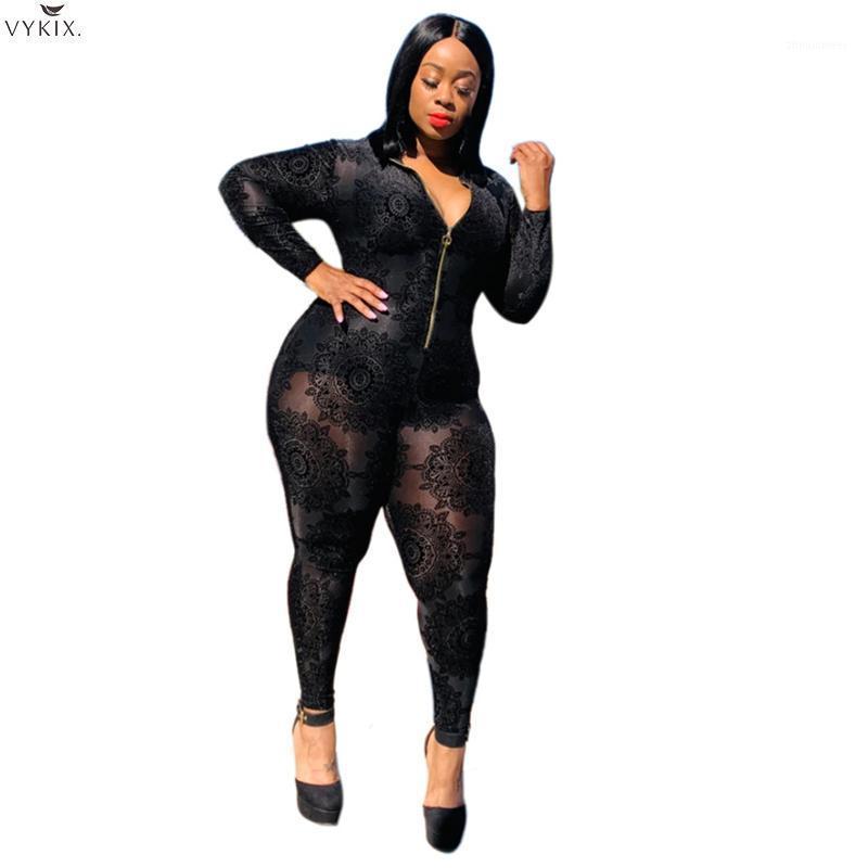 Women's Jumpsuits & Rompers 5XL Women Romper Floral Flocking Sheer Mesh Plus Size Jumpsuit Front Zipper V Neck Sexy Long Sleeve Slim Overall, Black jumpsuit
Women's Jumpsuits & Rompers 5XL Women Romper Floral Flocking Sheer Mesh Plus Size Jumpsuit Front Zipper V Neck Sexy Long Sleeve Slim Overall, Black jumpsuit