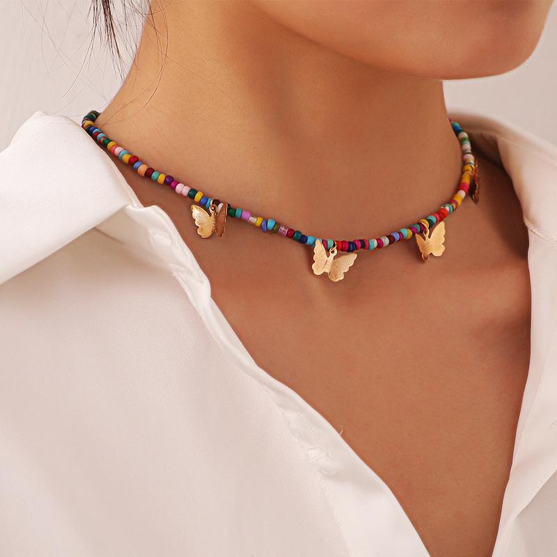 Chokers Colorful Seed Beads Gold Butterfly Penadant Women Necklace Design Pendant Choker For Girls Gift
Chokers Colorful Seed Beads Gold Butterfly Penadant Women Necklace Design Pendant Choker For Girls Gift