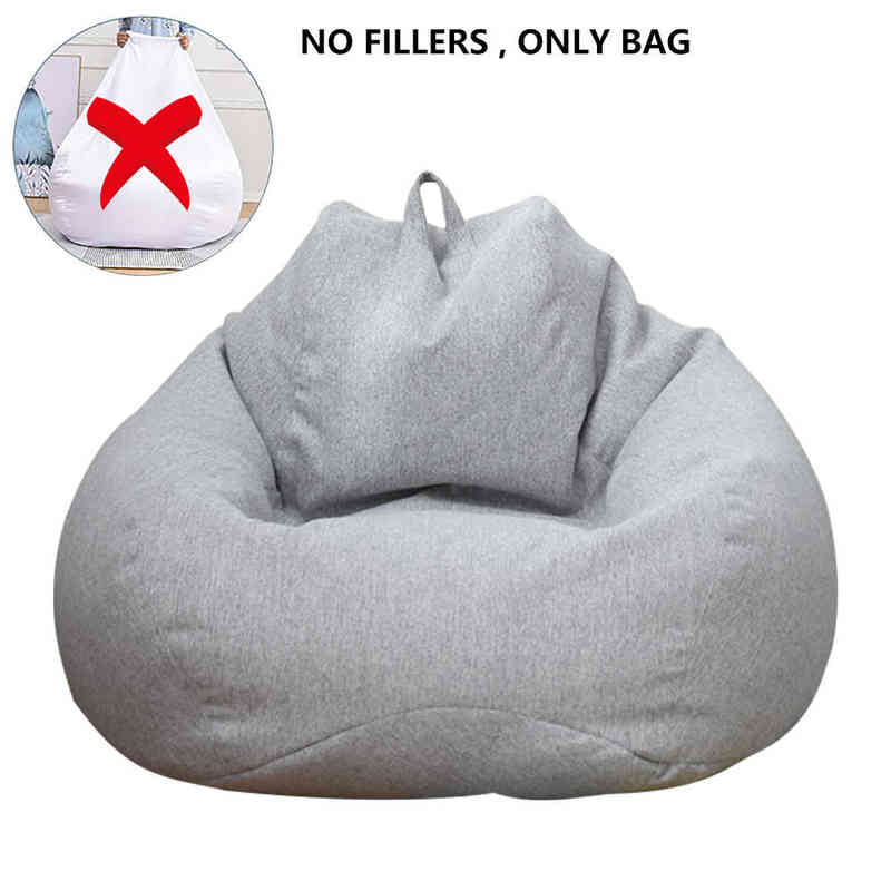 Lazy Sofa Cover Solid Chair Covers Without Filler Linen Cloth Lounger Seat Bean Bag Pouf Puff Couch Tatami Living Room Beanbags 220112