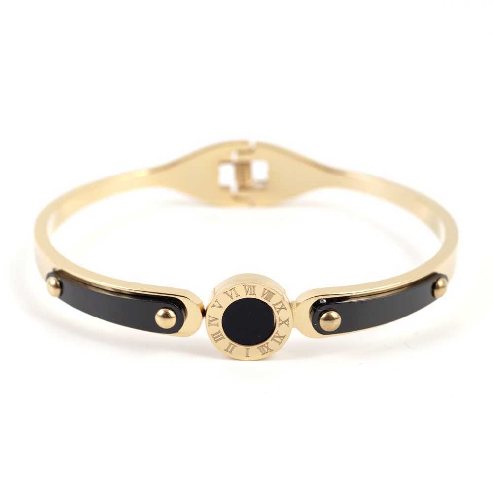 Fashion Stainless Steel Bracelets & Bangles Black Border Roman Numerals Charm Gold Color Bangle for Women Men Wedding Jewelry Q0717
Fashion Stainless Steel Bracelets & Bangles Black Border Roman Numerals Charm Gold Color Bangle for Women Men Wedding Jewelry Q0717