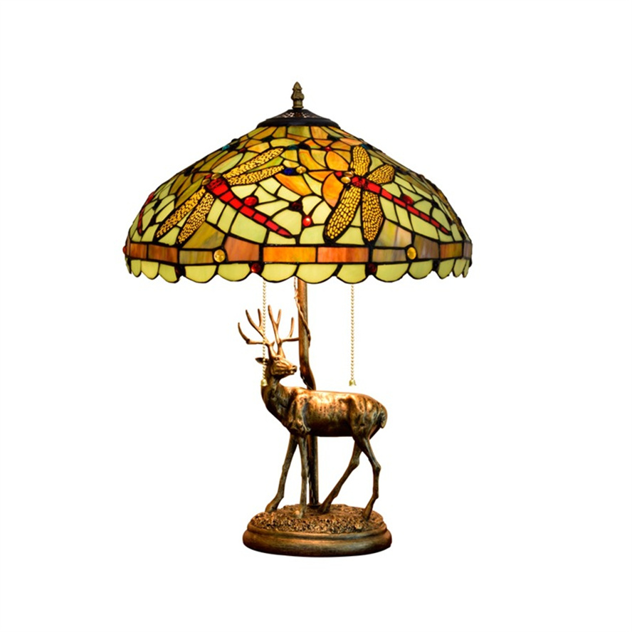 Green Dragonfly Decoration Table Lamp Tiffany Stained Glass Lighting Livingroom Dining Bar