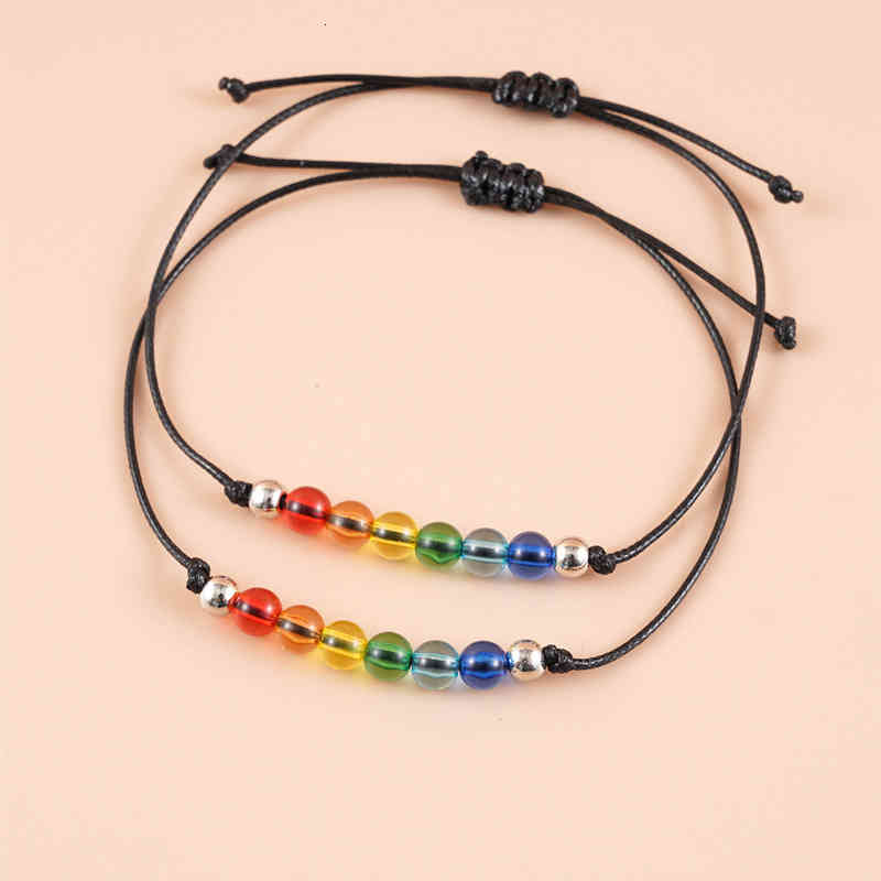2pcs/ Set Rainbow Pride Bracelet Bisexual Lgbt Rope Jewelry for Women Men Gift
