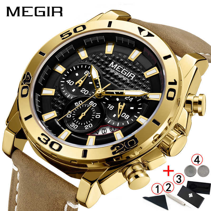 Relogio Megir Watches Men Luxury Chronograph Wrist Watch Leather Golden s Top Brand Horloges Mannen 210707, Black
Relogio Megir Watches Men Luxury Chronograph Wrist Watch Leather Golden s Top Brand Horloges Mannen 210707, Black