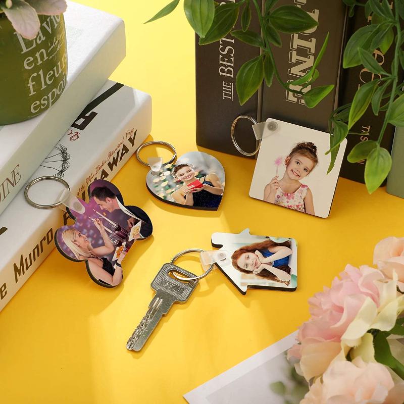 36pcs Heart House Bone Square Blank Board Keyring Keychain Printing Keyrings Women Men Diy Sublimation Key Chains Accessories Hook5915227