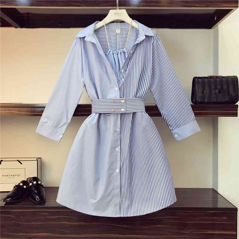 Fashion Summer Women's Stitching Fake Two Piece Stripes Dress Female Students Half Sleeve Hanging Neck Casual 210525, Blue
Fashion Summer Women's Stitching Fake Two Piece Stripes Dress Female Students Half Sleeve Hanging Neck Casual 210525, Blue