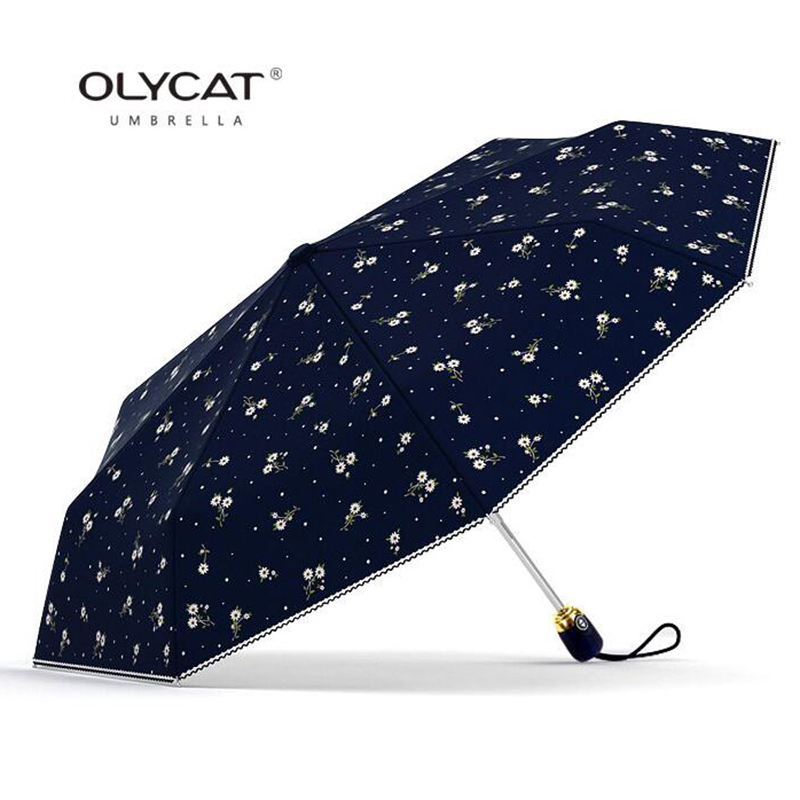 Women's Umbrellas Automatic Anti UV Flowers Brand Umbrella Rain Women Olycat Parasol Female Folding Umbrella Windproof