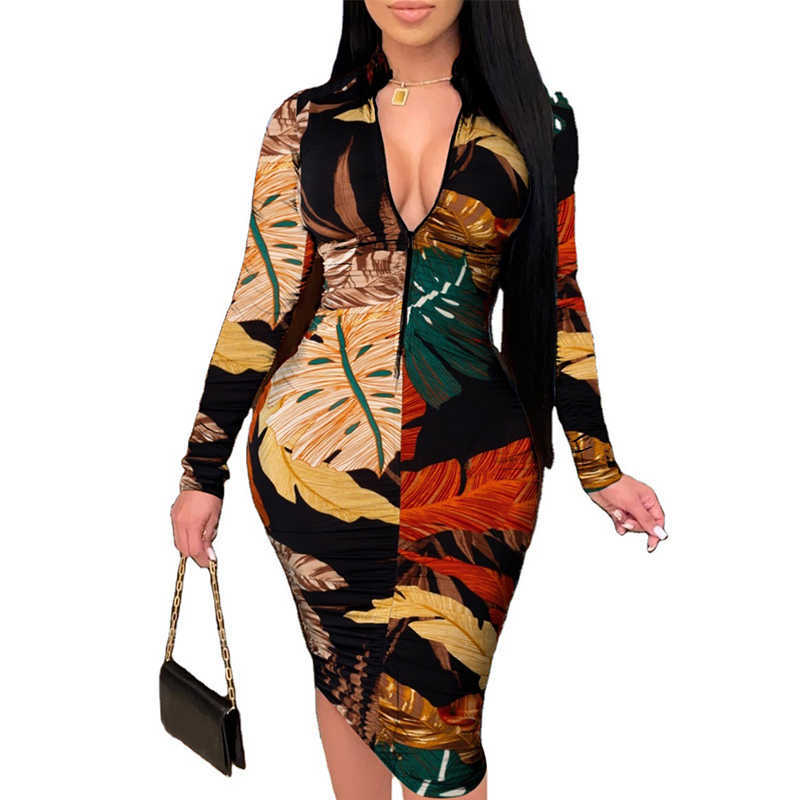 Plus Size Clothing for Women Dresses S-5XL Long Sleeve Vintage Dress Elegant High Waist Bodycon Dress Wholesale Drop 210806