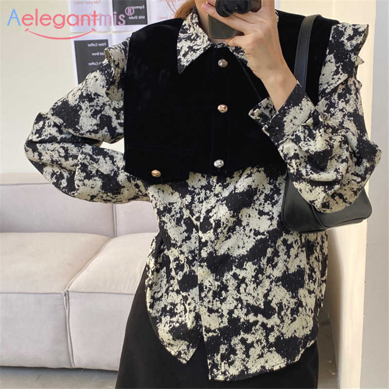 Aelegantmis Vintage Women Print Blouse Shirt with Velvet Shawl Elegant Korean Fashion Female Soft Slim High Quality 210607, Coffee
Aelegantmis Vintage Women Print Blouse Shirt with Velvet Shawl Elegant Korean Fashion Female Soft Slim High Quality 210607, Coffee