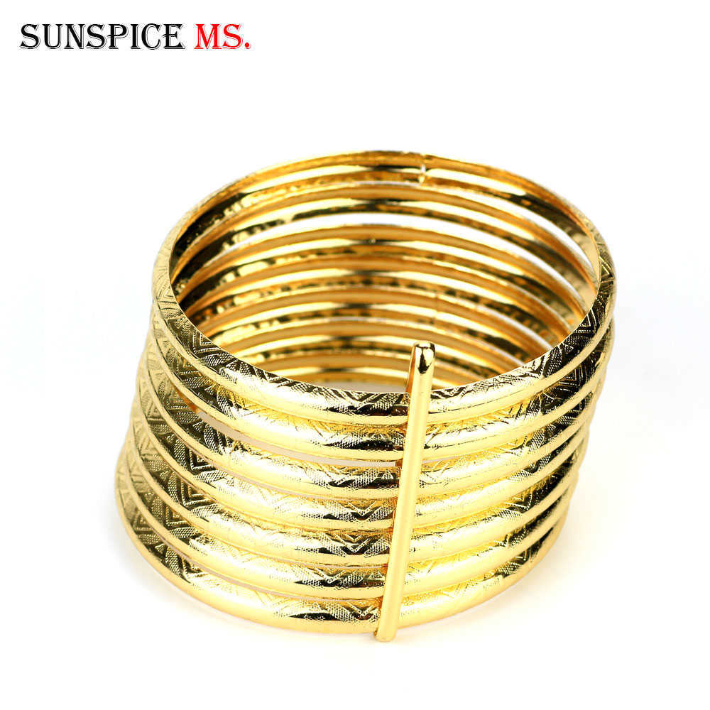 Sunspicems Set of (7) Stacked Handmade Gold Color Moroccan Bracelet Wedding Bangle for Women Dubai Bridal Dance Jewelry Gift Q0719
Sunspicems Set of (7) Stacked Handmade Gold Color Moroccan Bracelet Wedding Bangle for Women Dubai Bridal Dance Jewelry Gift Q0719
