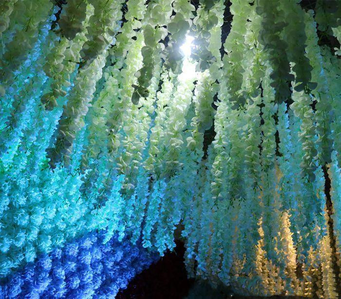 DIY Elegant Artificial Flower Wisteria Flowers Vine 34CM Home Garden Wall Hanging DIY Rattan Centerpiece Xmas Party Wedding Decoration Backdrop