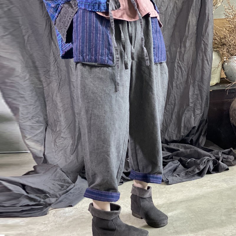 Johnature Autumn Winter Cotton Linen Retro Patchwork Pocket Elastic Waist Harem Pants Leisure Women Ankle-length Pants 210521, Gray
Johnature Autumn Winter Cotton Linen Retro Patchwork Pocket Elastic Waist Harem Pants Leisure Women Ankle-length Pants 210521, Gray