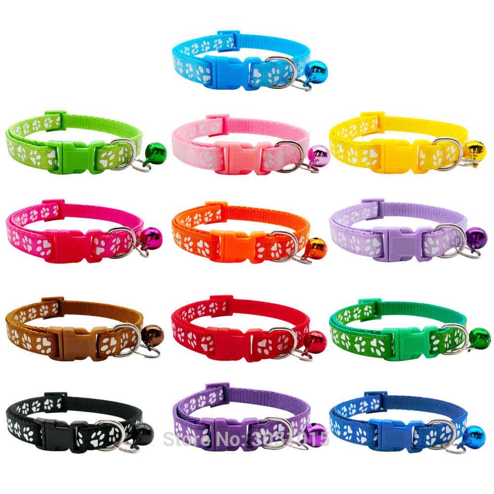Wholesale Paw Collars 100 X Hot Cute Bell Small Dog Collar Cat Collars Pet Collar Adjustable Puppy Cats Accessories 210325